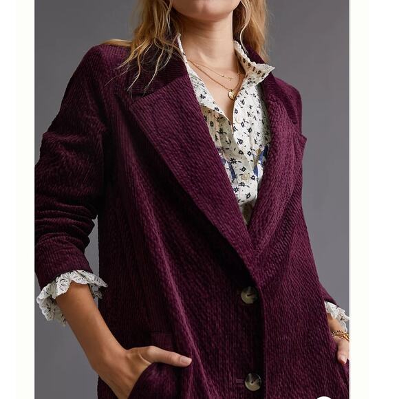 Anthropologie Corduroy Duster Jacket Purple Size 4 - Picture 5 of 12